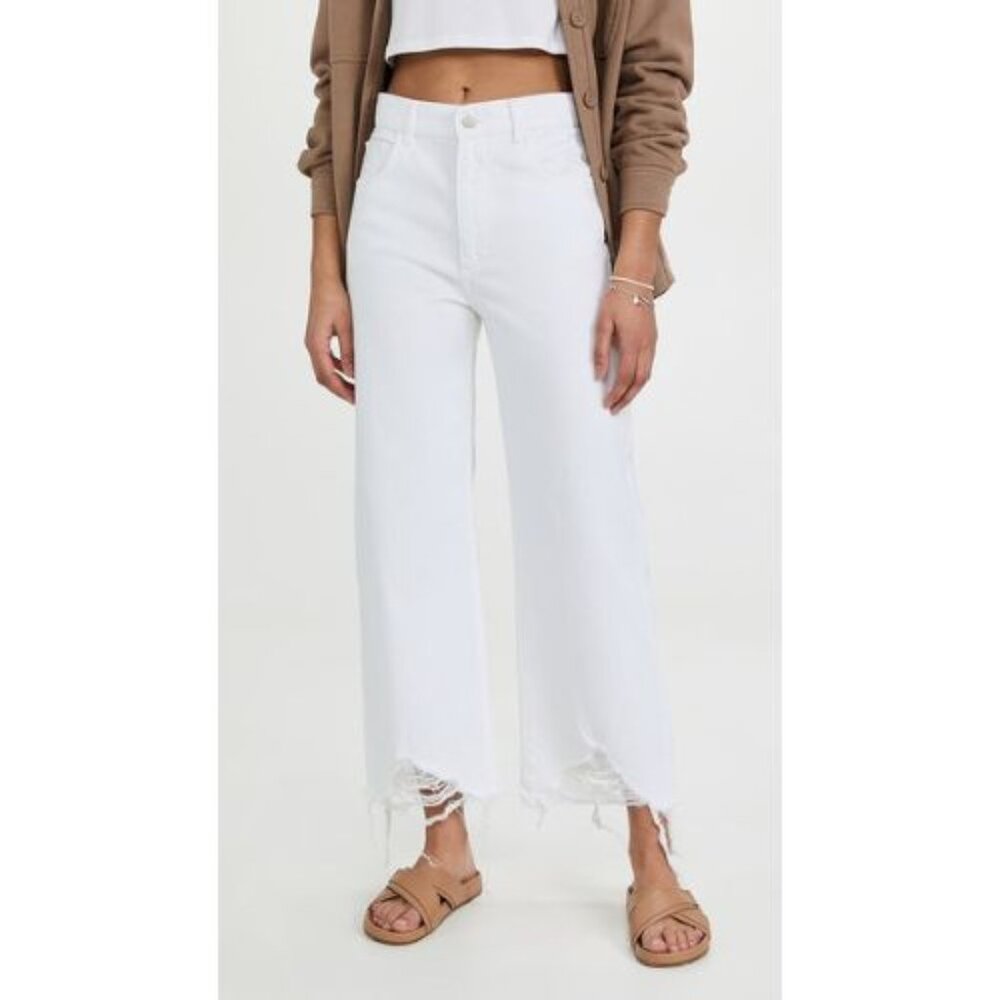 DL1961 Hepburn White Vintage Wide Leg High Rise Jeans 23762